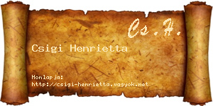 Csigi Henrietta névjegykártya